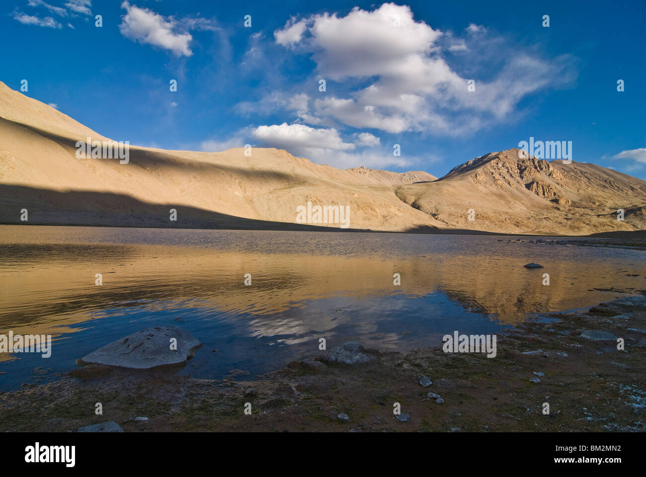 Mountain landscape and small body of water in the Wakhan Valley, Tajikistan Stock Photo