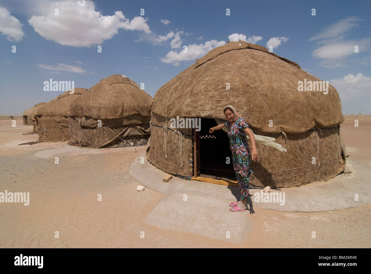 Ayaz Qala Yurt camp, Karakalpakstan, Uzbekistan Stock Photo