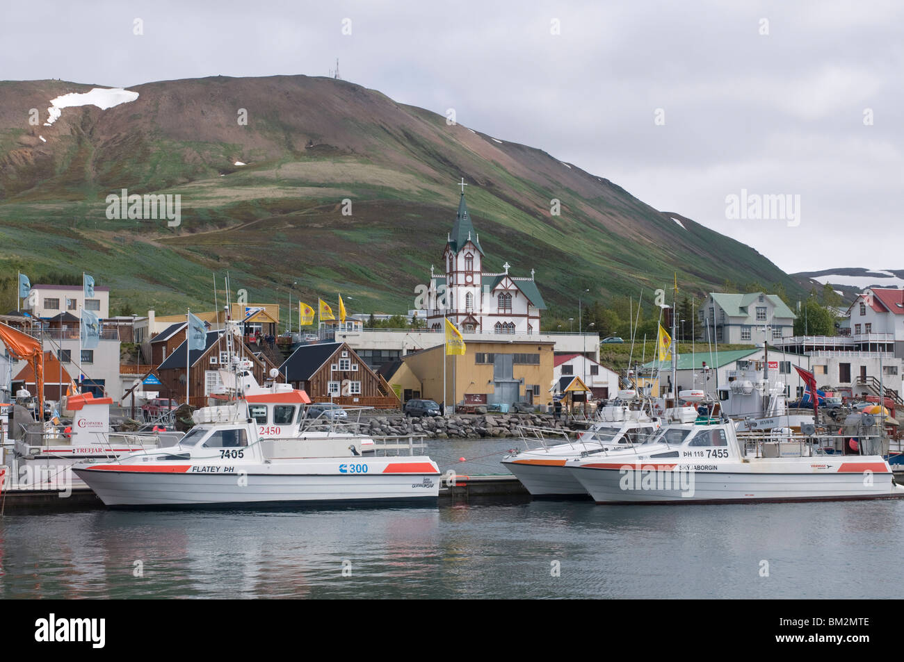 The habour of Husavik, Iceland, Polar Regions Stock Photo