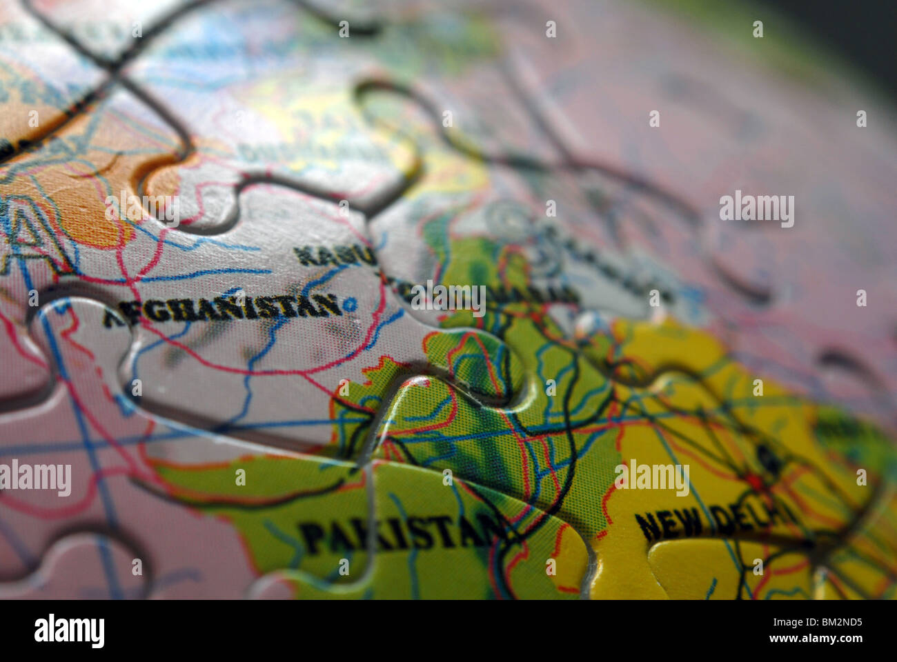 PAKISTAN / AFGHANISTAN Detail of a Globe/Map. Jigsaw detail. Stock Photo