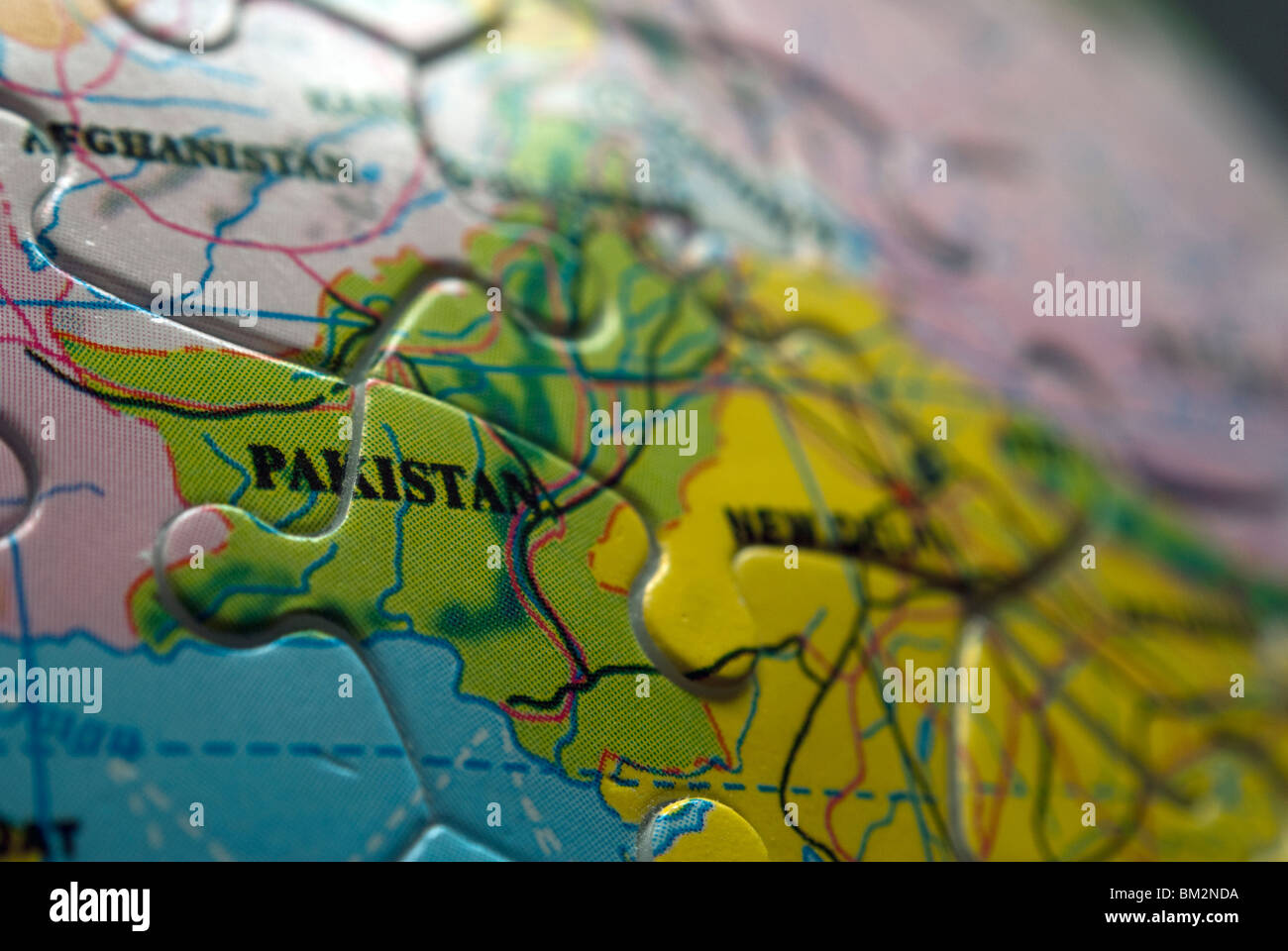 Detail of a Globe/Map. Jigsaw detail. PAKISTAN Stock Photo