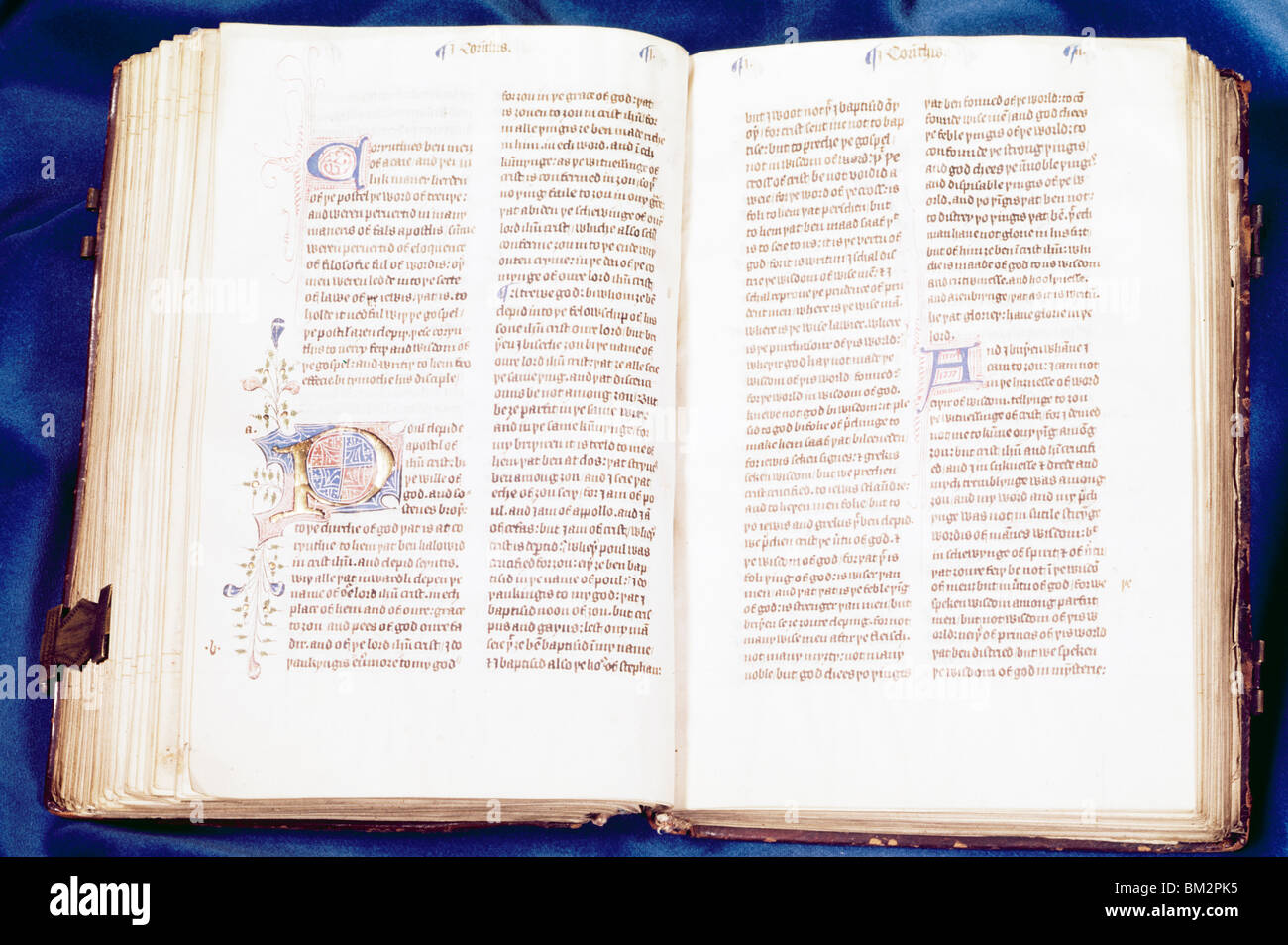 Wycliffe New Testament,  illuminated manuscript,  USA,  New York,  New York City,  American Bible Society,  1250 A.D. Stock Photo