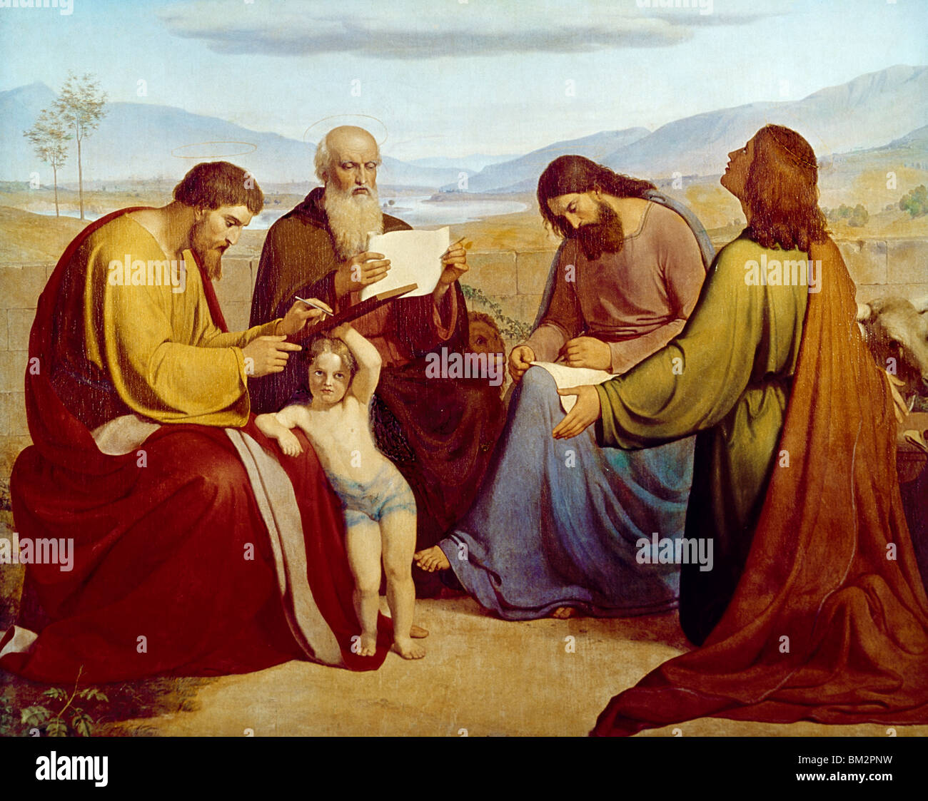 Four Evangelists by Otto Muller, distemper on canvas, (1874-1930) Stock Photo