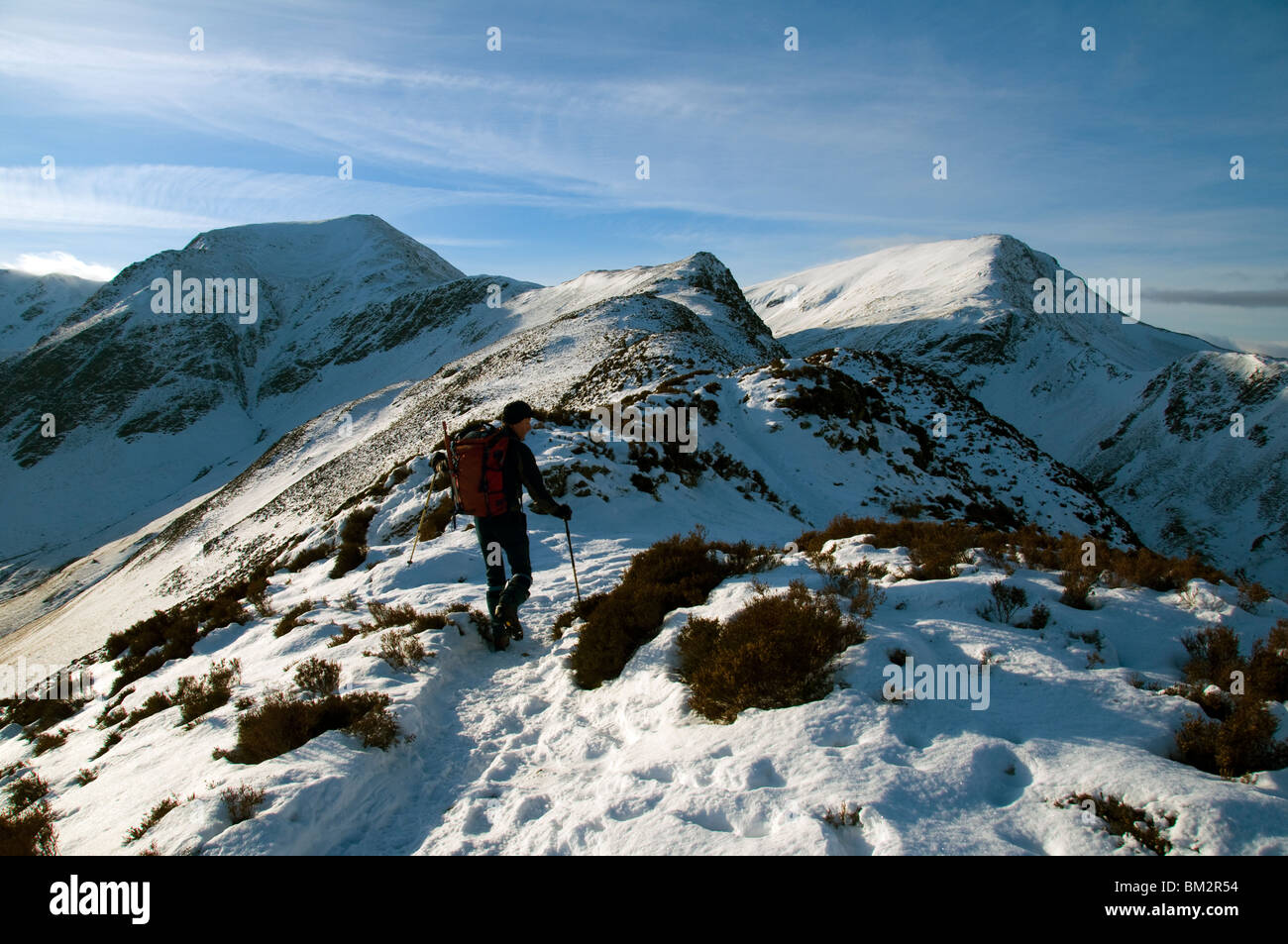 Hindscarth and Robinson from High Crags in winter, Derwent Fells, Lake District, Cumbria, England, UK Stock Photo