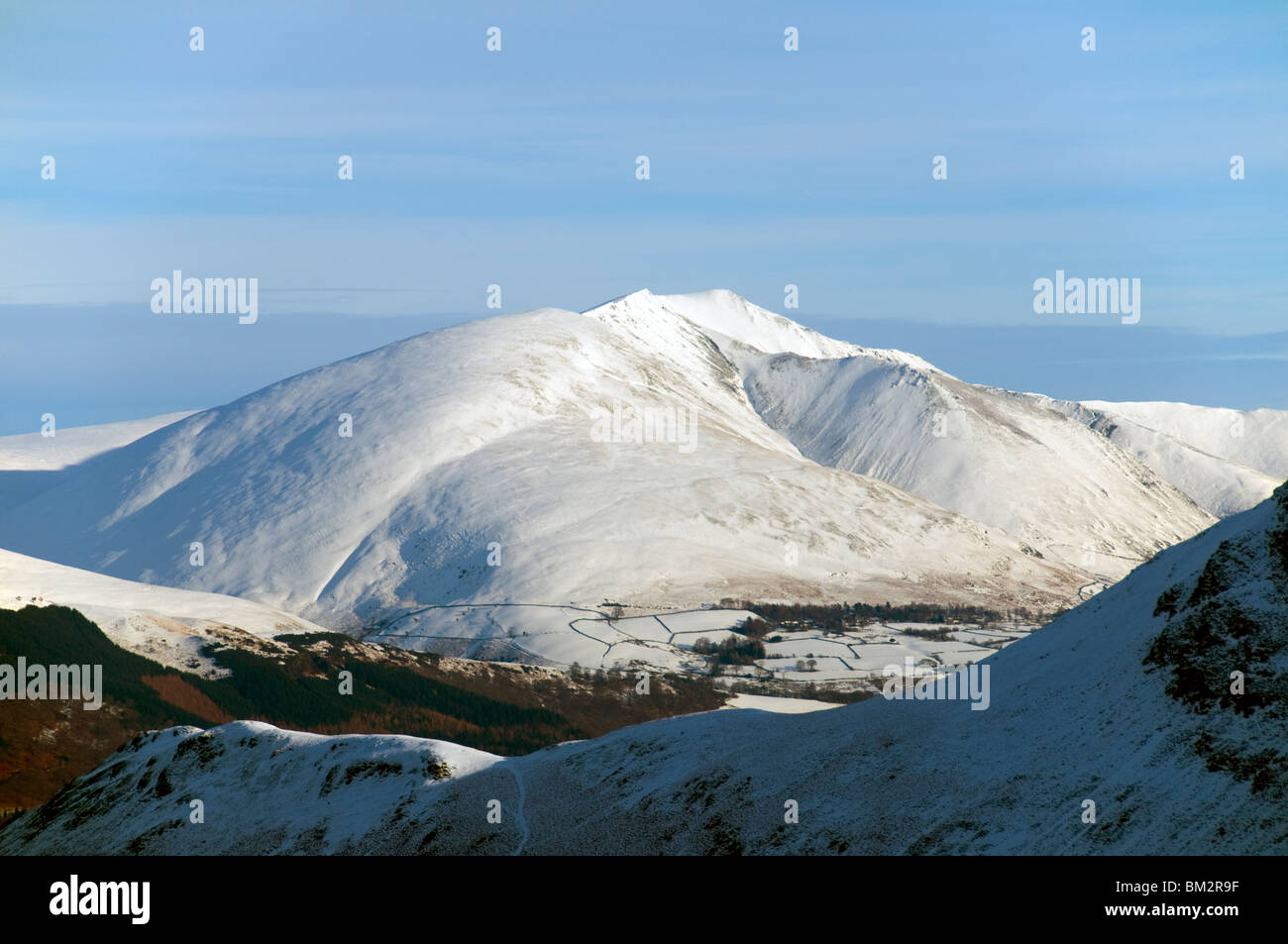 Blencathra in winter from High Crags in the Derwent Fells, Lake District, Cumbria, England, UK Stock Photo