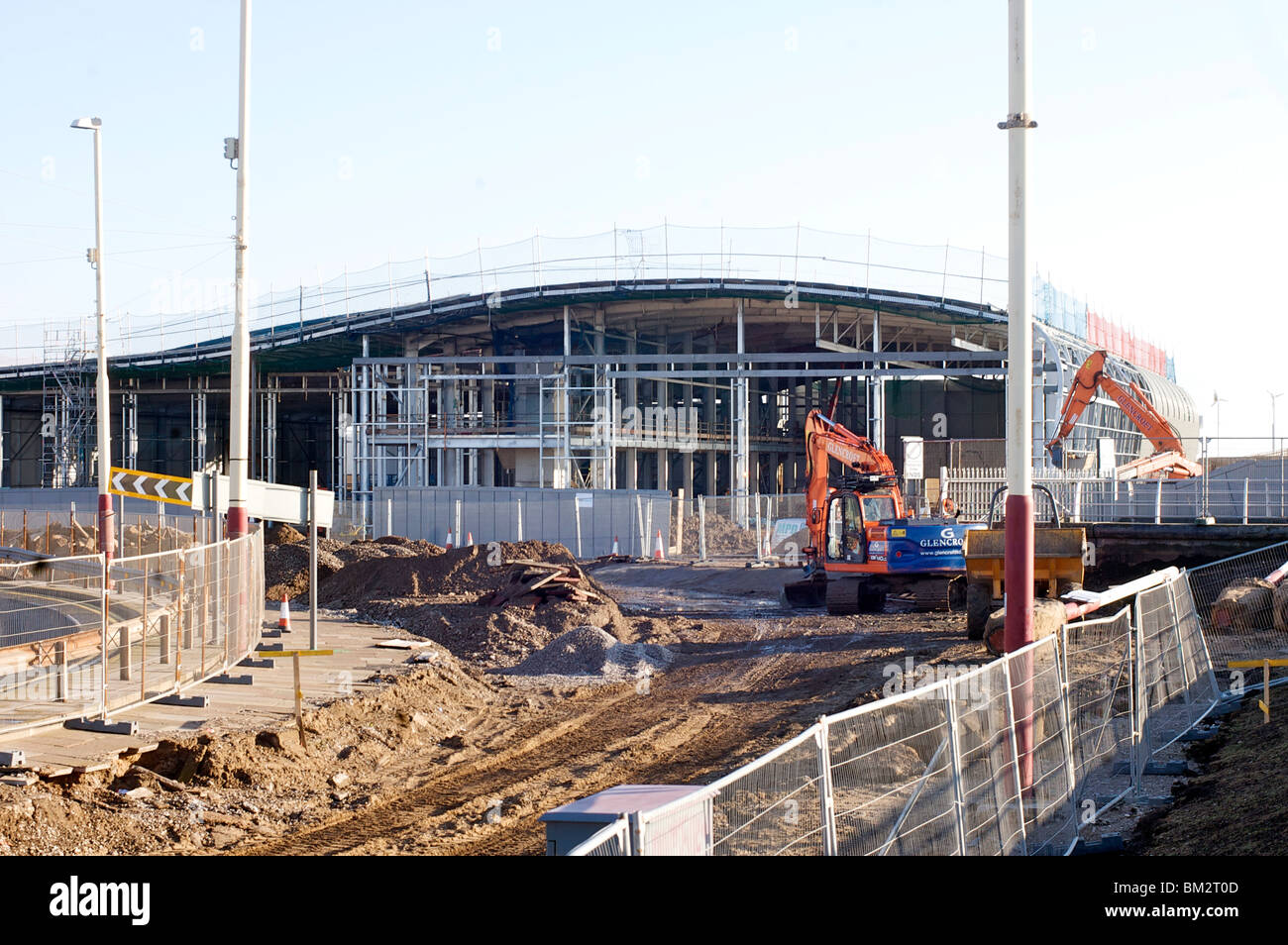 Blackpool tram depot under construction Stock Photo