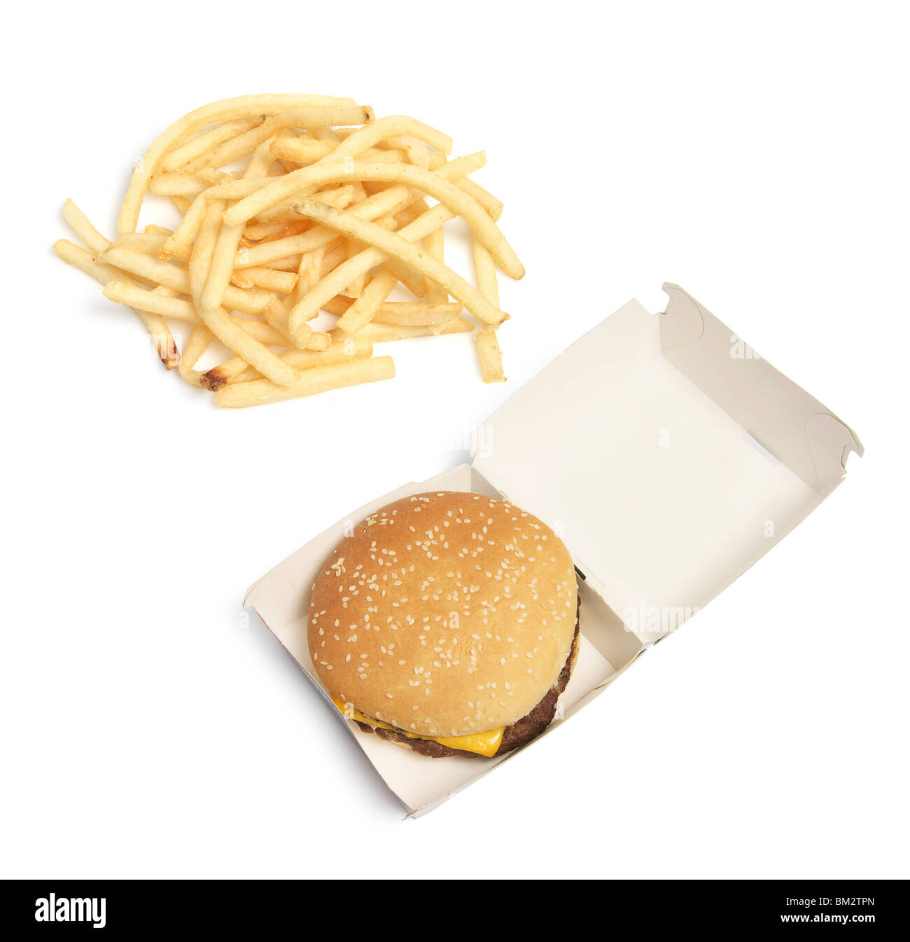 Hamburger and French Fries Stock Photo