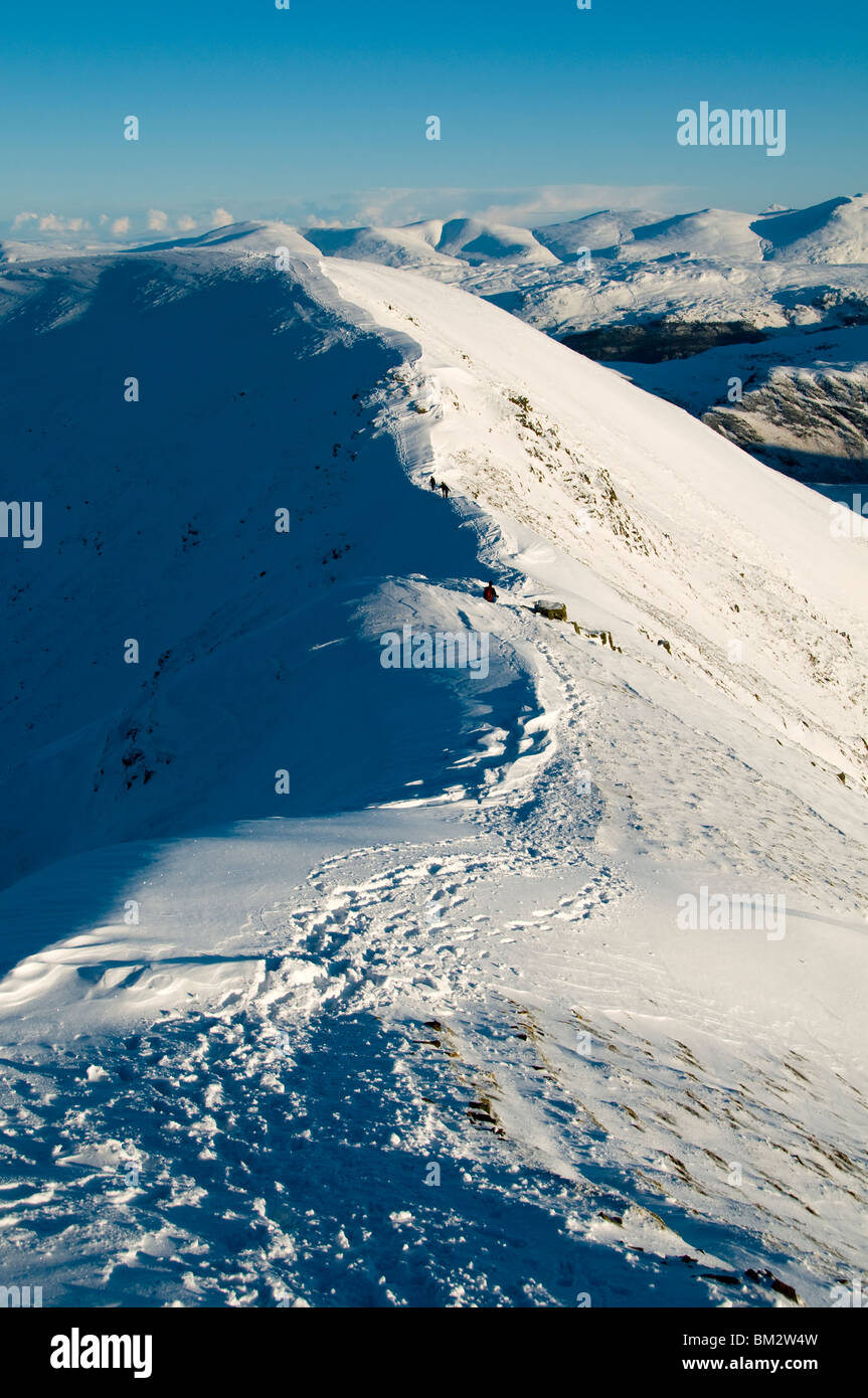 Sail from the Crag Hill ridge in winter, Grasmoor Fells, Lake District, Cumbria, England, UK Stock Photo