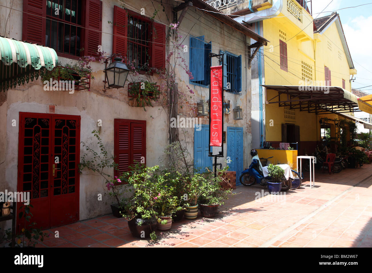 A view of The Alley, a bohemian area of central Siem Reap in Cambodia. Stock Photo