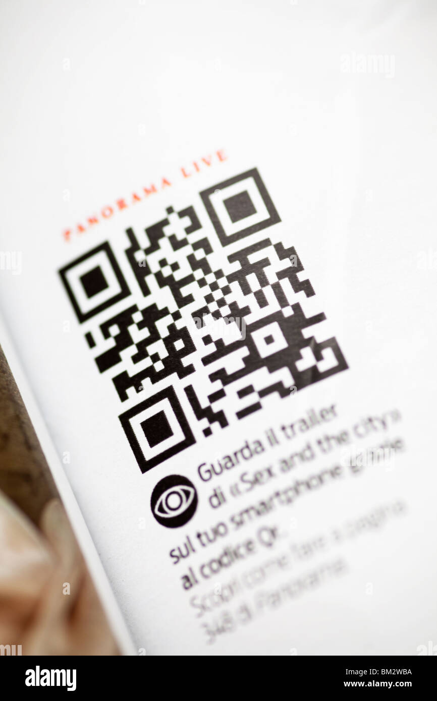 Quick response code in modern multimedia magazine new Panorama. Italy ...