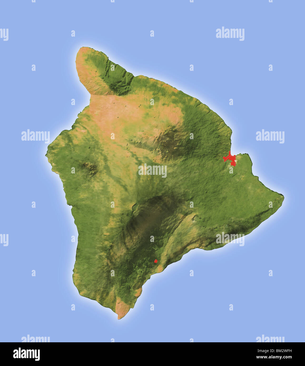 Hawaii, shaded relief map. Stock Photo