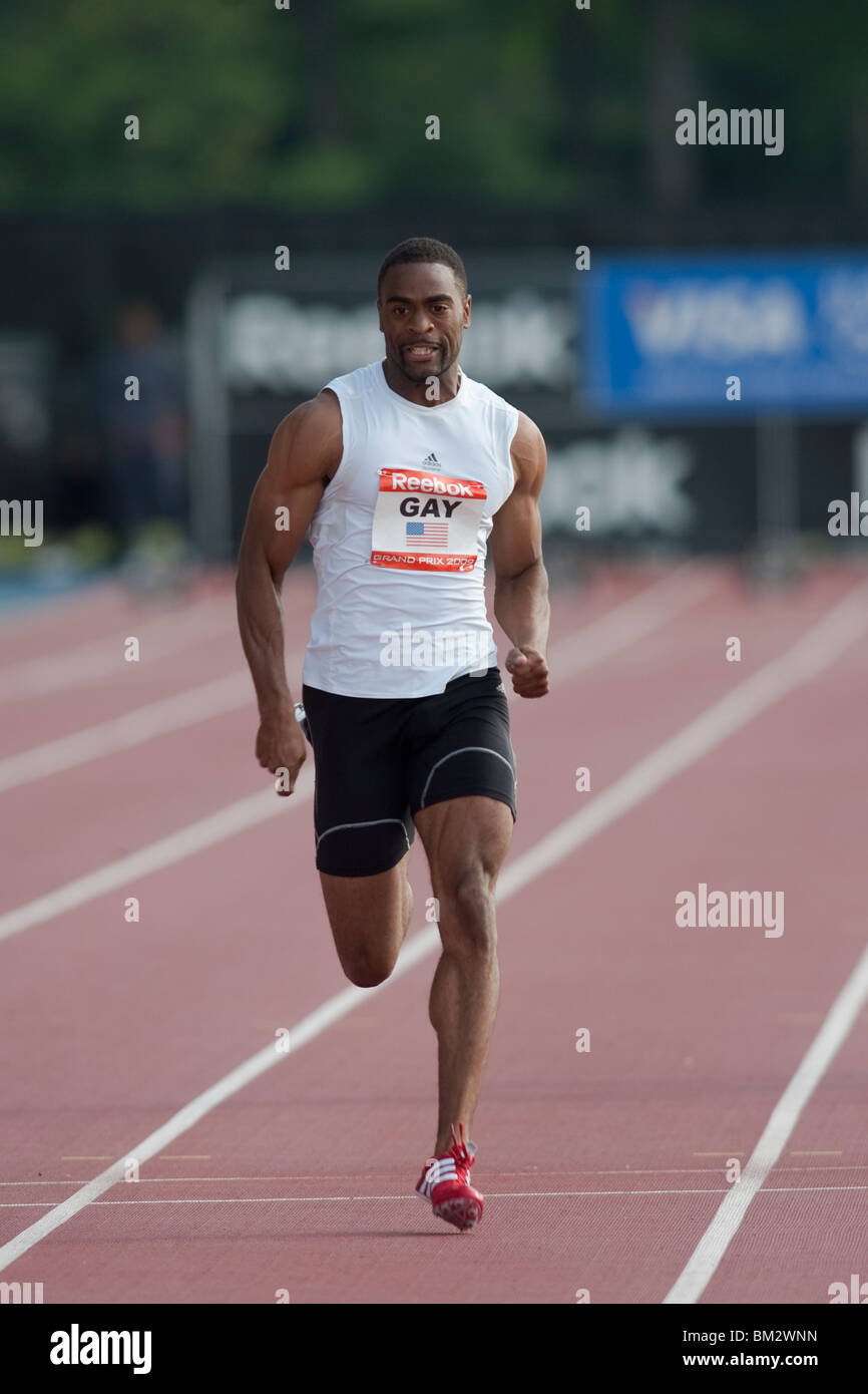 Tyson Gay (USA) winner, competing in the 200 meters at the 2009 Reebok  Grand Prix00 meters at the 2009 Reebok Grand Prix Stock Photo - Alamy