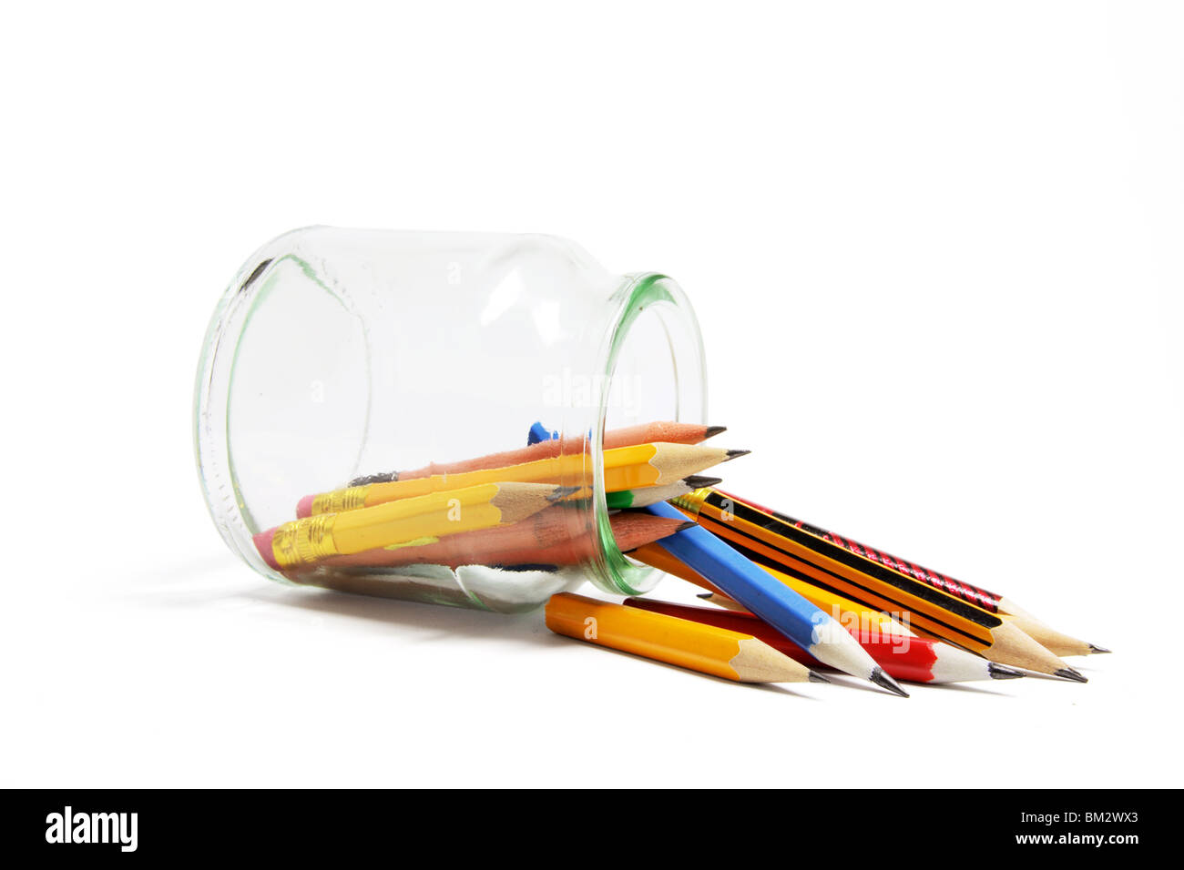 Pencils in Glass Jar Stock Photo