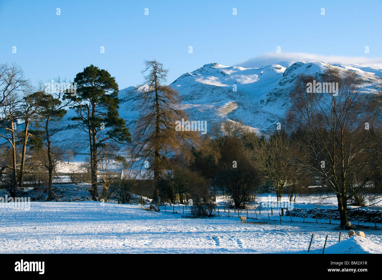 Dale Bottom in winter, on the A591 road near Keswick, Lake District, Cumbria, England, UK Stock Photo
