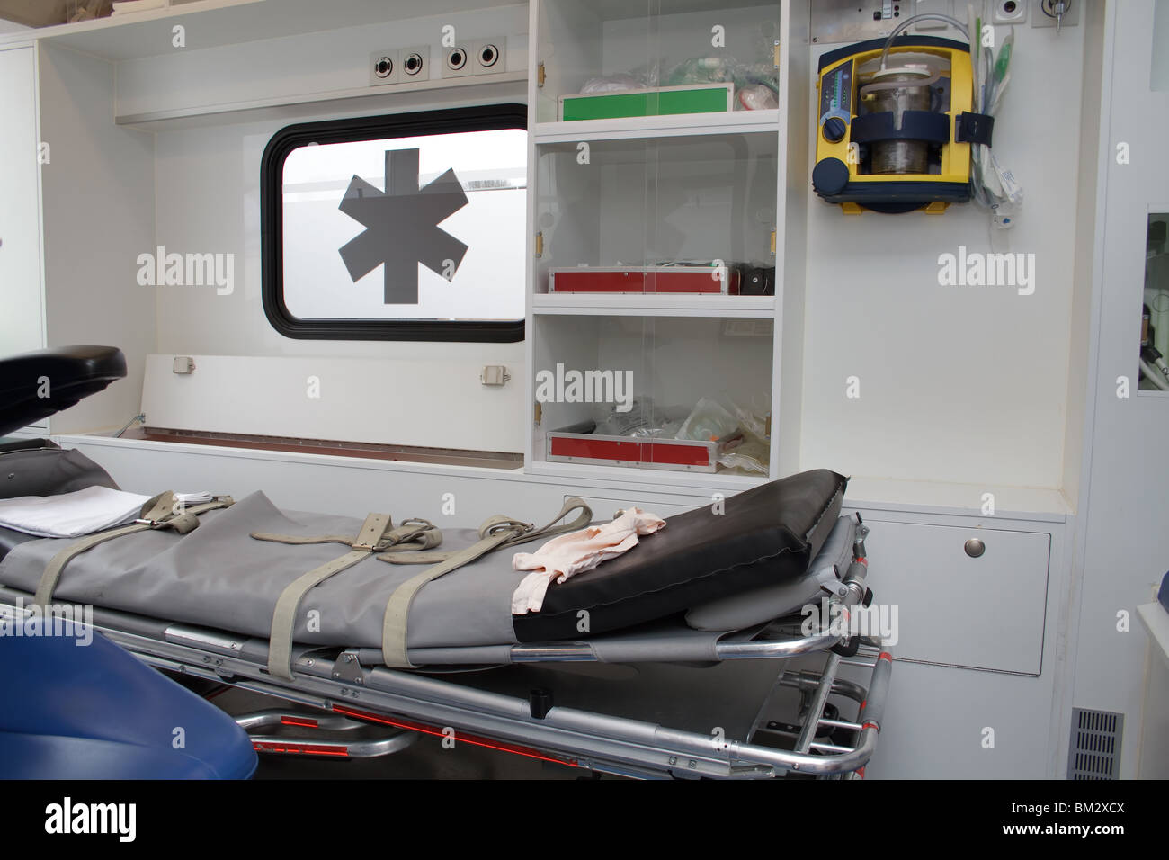 Inside of an ambulance stock photo alamy
