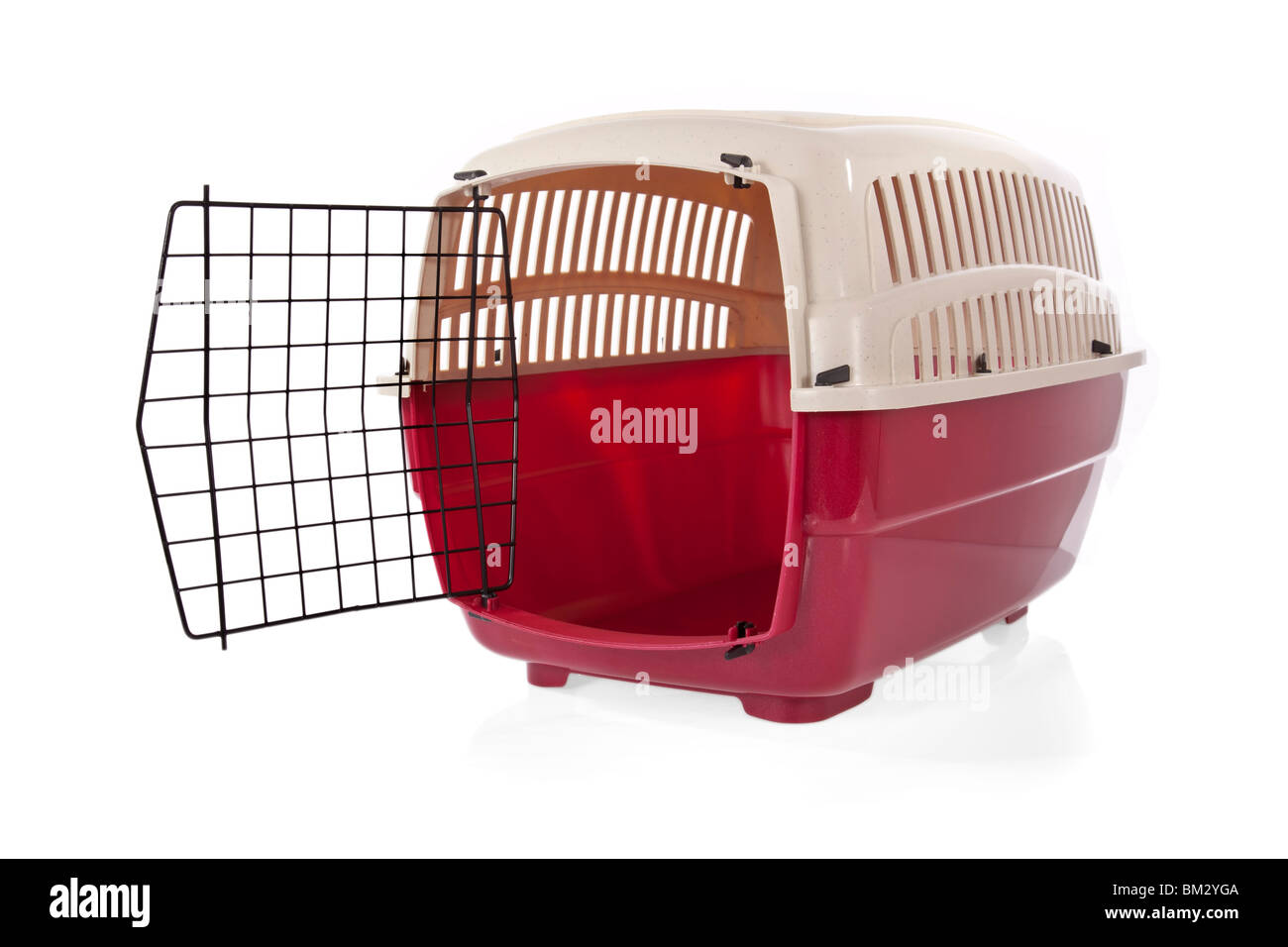 open pet carrier isolated on white background Stock Photo Alamy