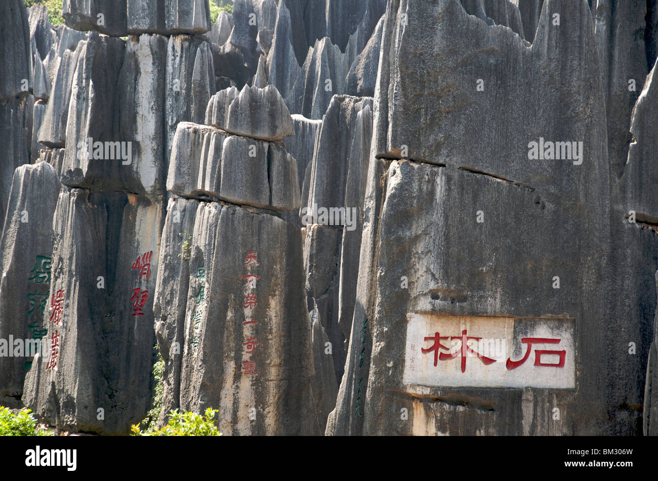 Rock formation Stone Forest Yunnan China Stock Photo
