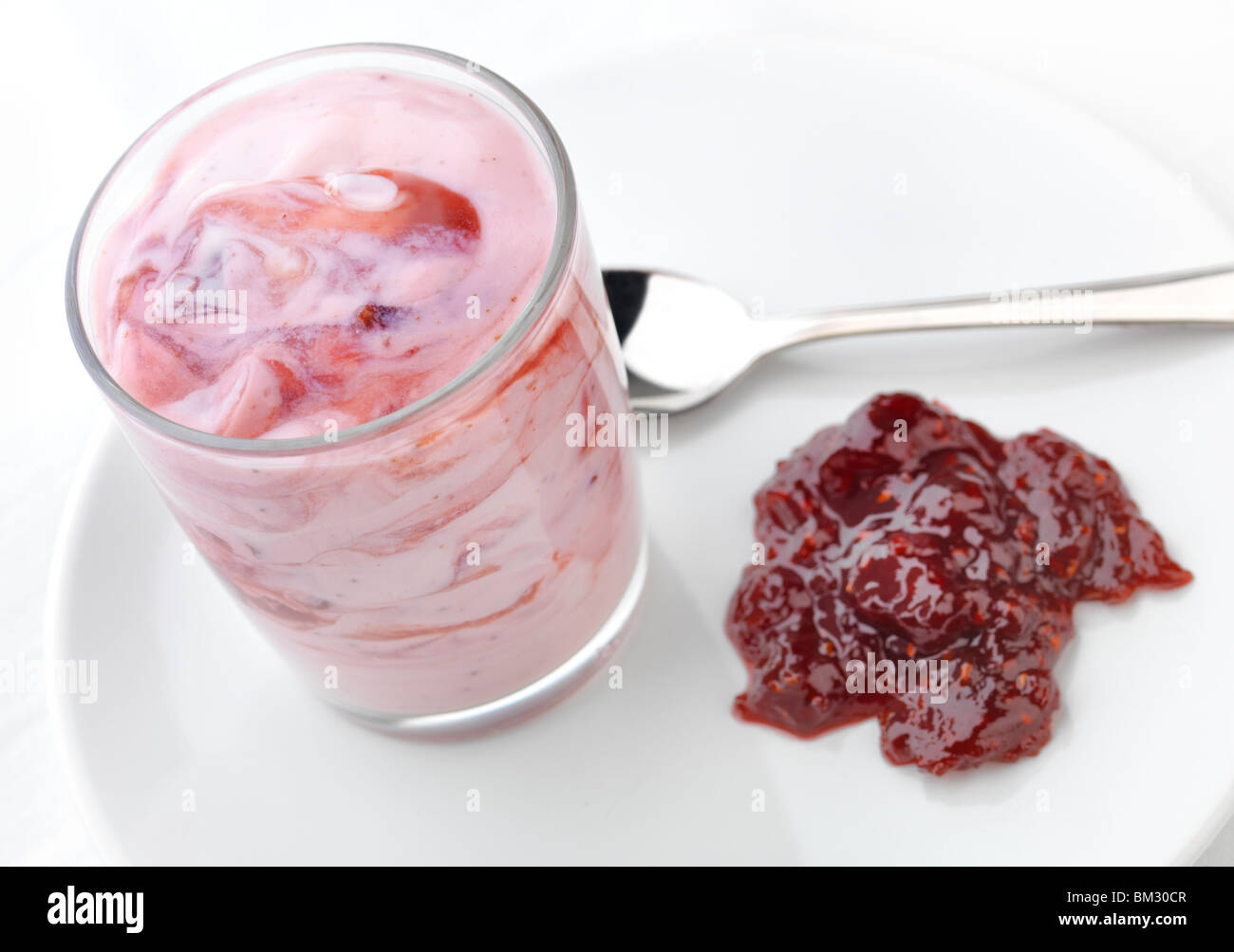 Fruit Yogurt with raspberry compote Stock Photo Alamy