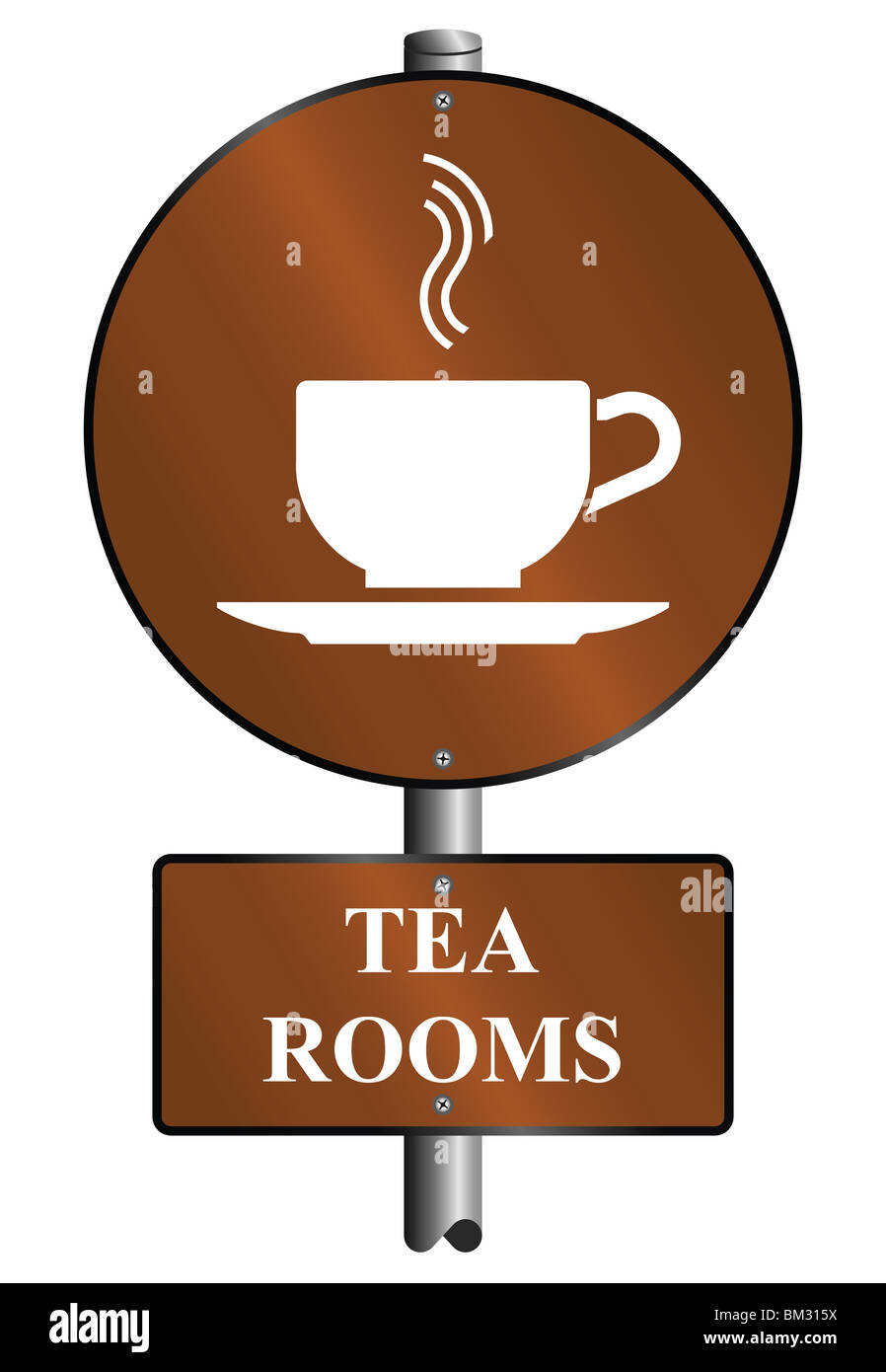 Tea rooms graphic and text sign mounted on post Stock Photo Alamy