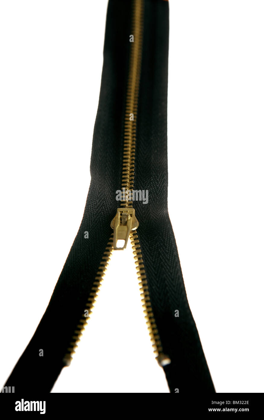 Black clothes zip open isolated over white studio background Stock