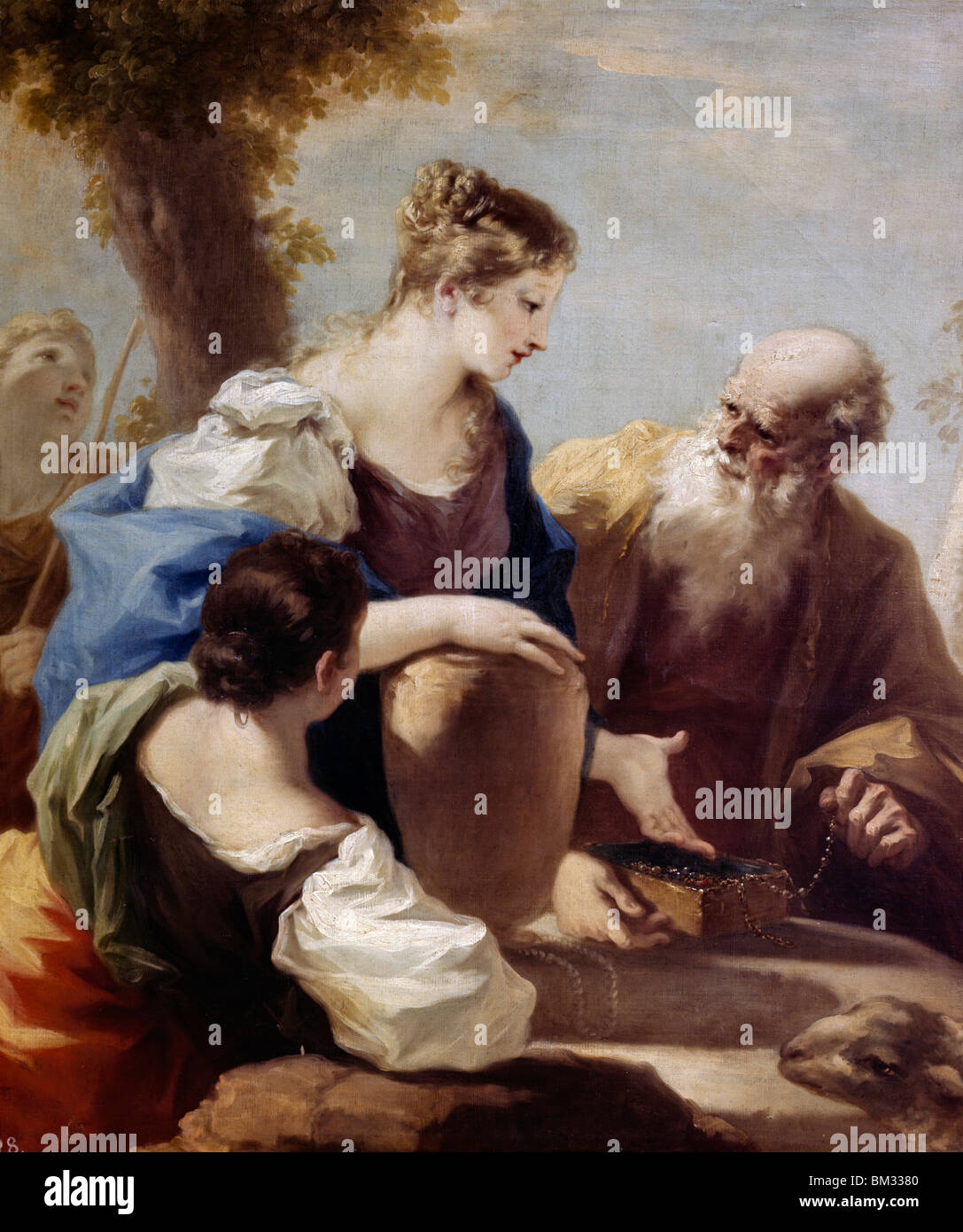 Rebecca and Eliezer at the Well by Giovanni Antonio Pellegrini, (1675-1741) Stock Photo