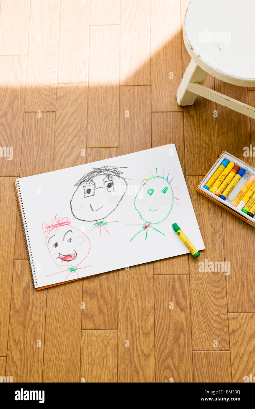 Child's Drawing and crayon Stock Photo - Alamy