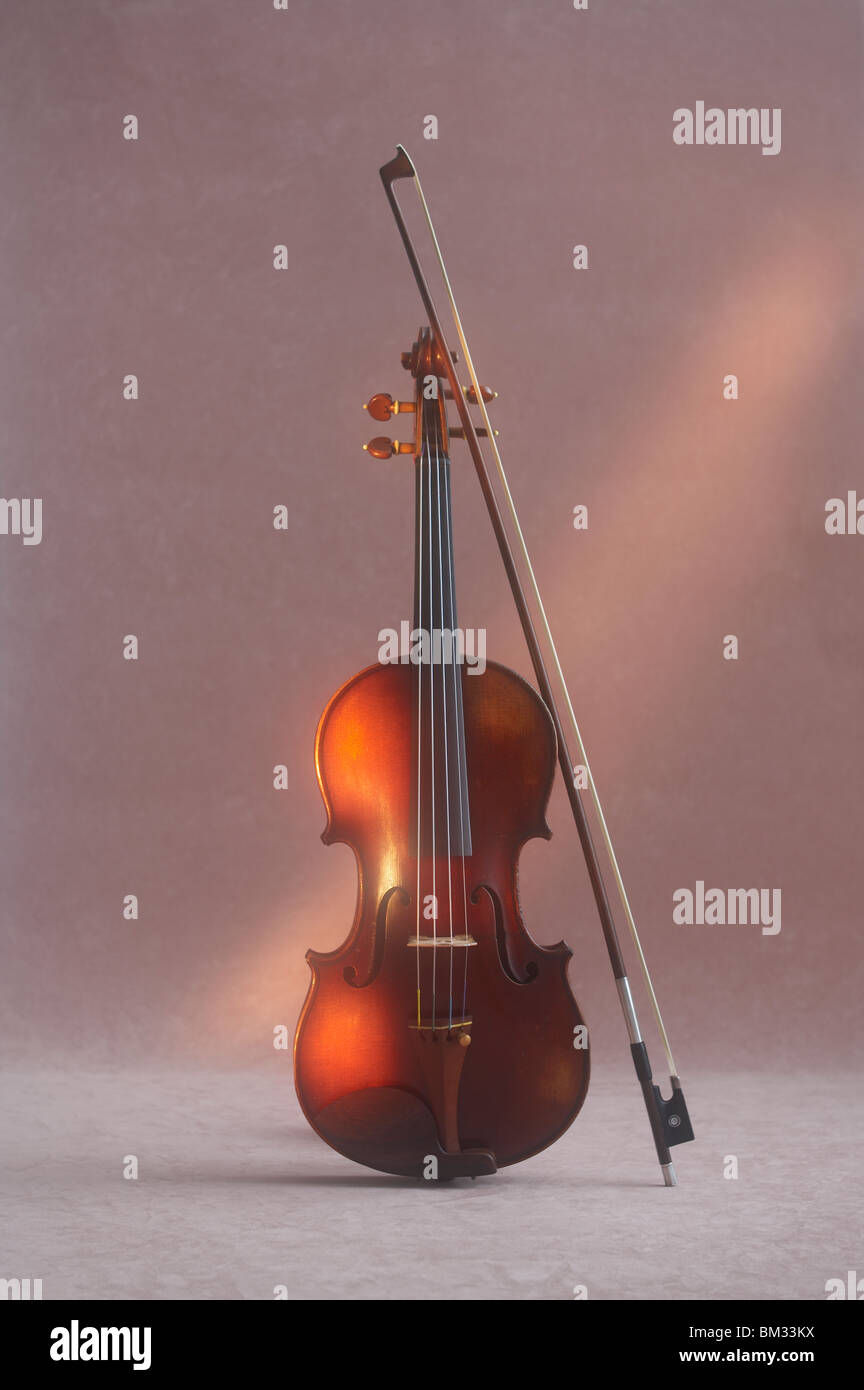 Violin and bow Stock Photo