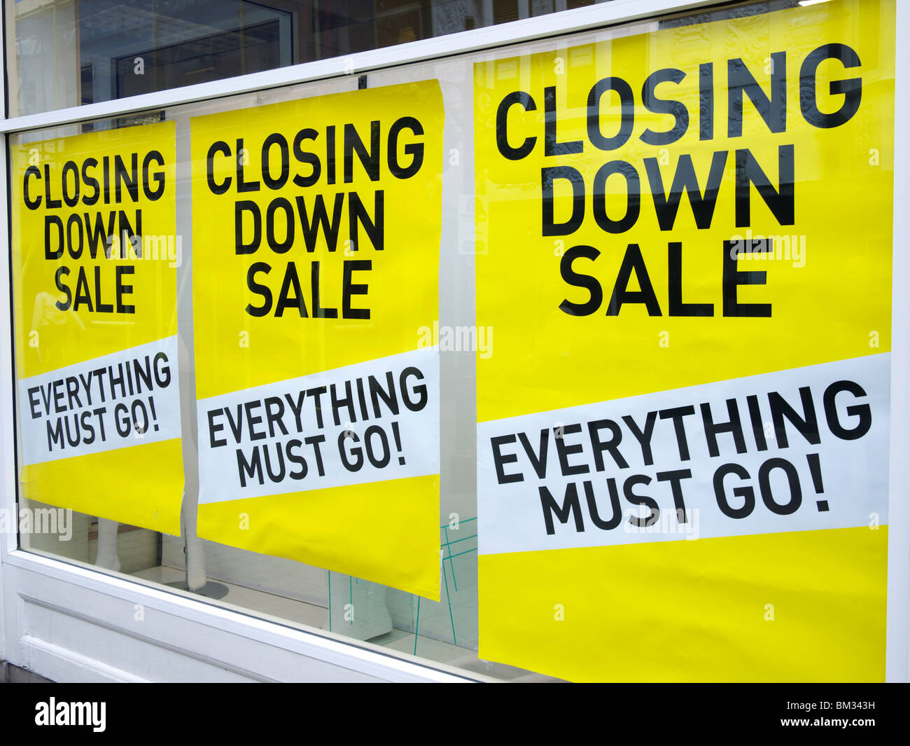 Closing Down Shop Sign Stock Photo