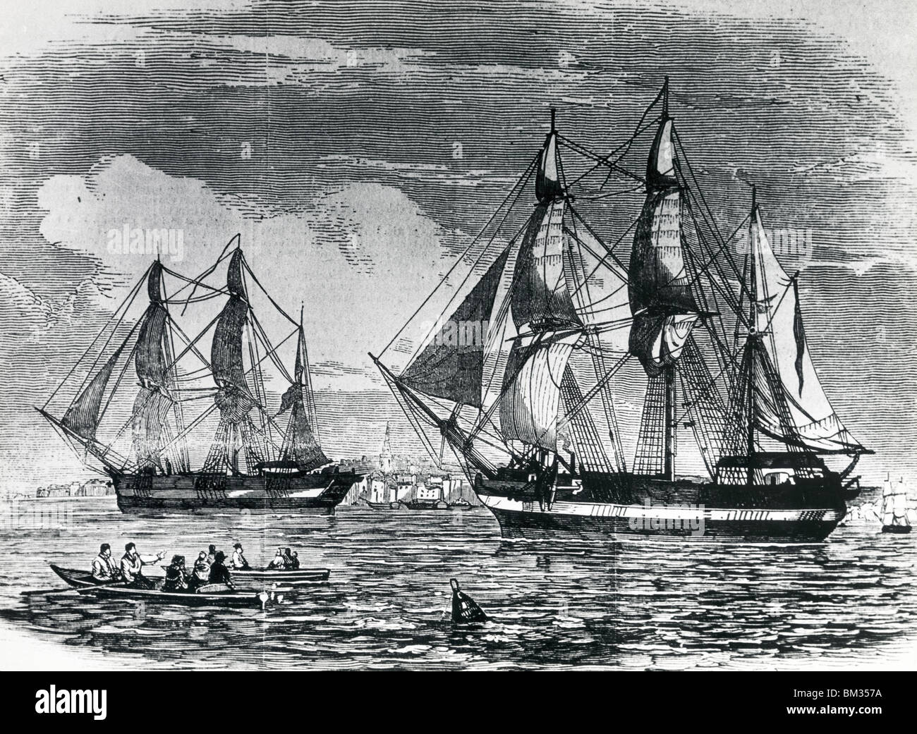 H.M.S. Erebus and Terror Leaving for discovery of North-West Passage Stock Photo