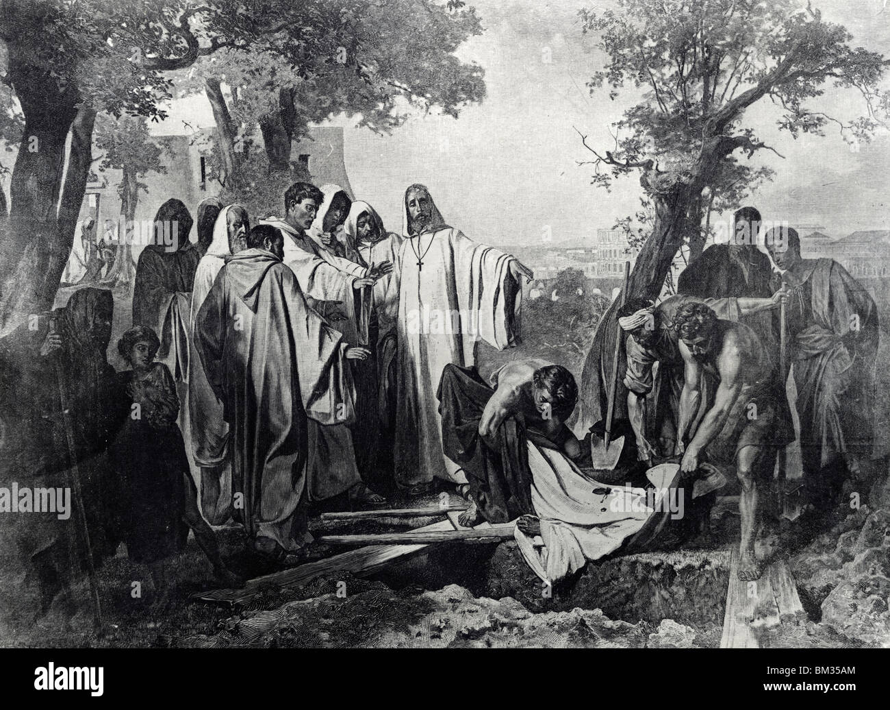 Gregor Great (Emperor and Pope 540-604) Punishes Greediness of Monk by Vasilij Vasil'evic Verescagin, illustration, (1842-1904) Stock Photo