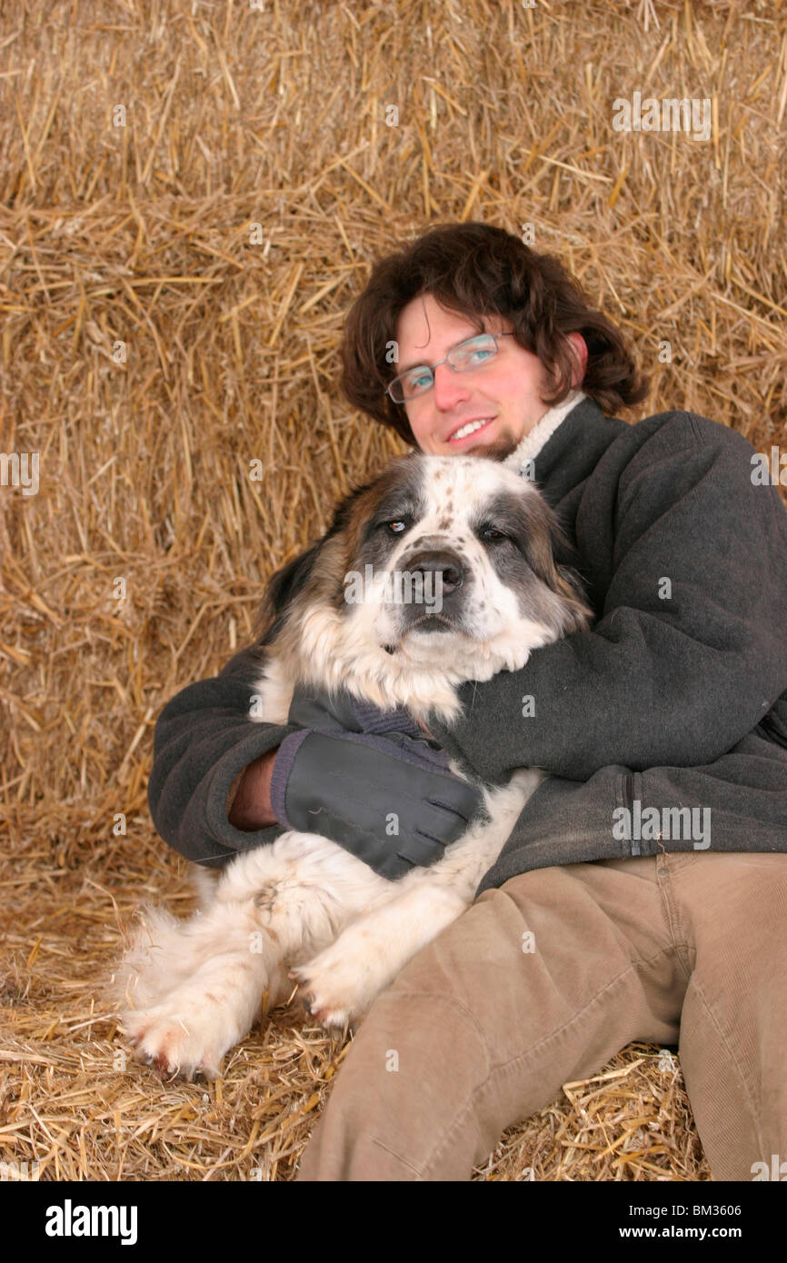 Mann mit Hund / man with dog Stock Photo