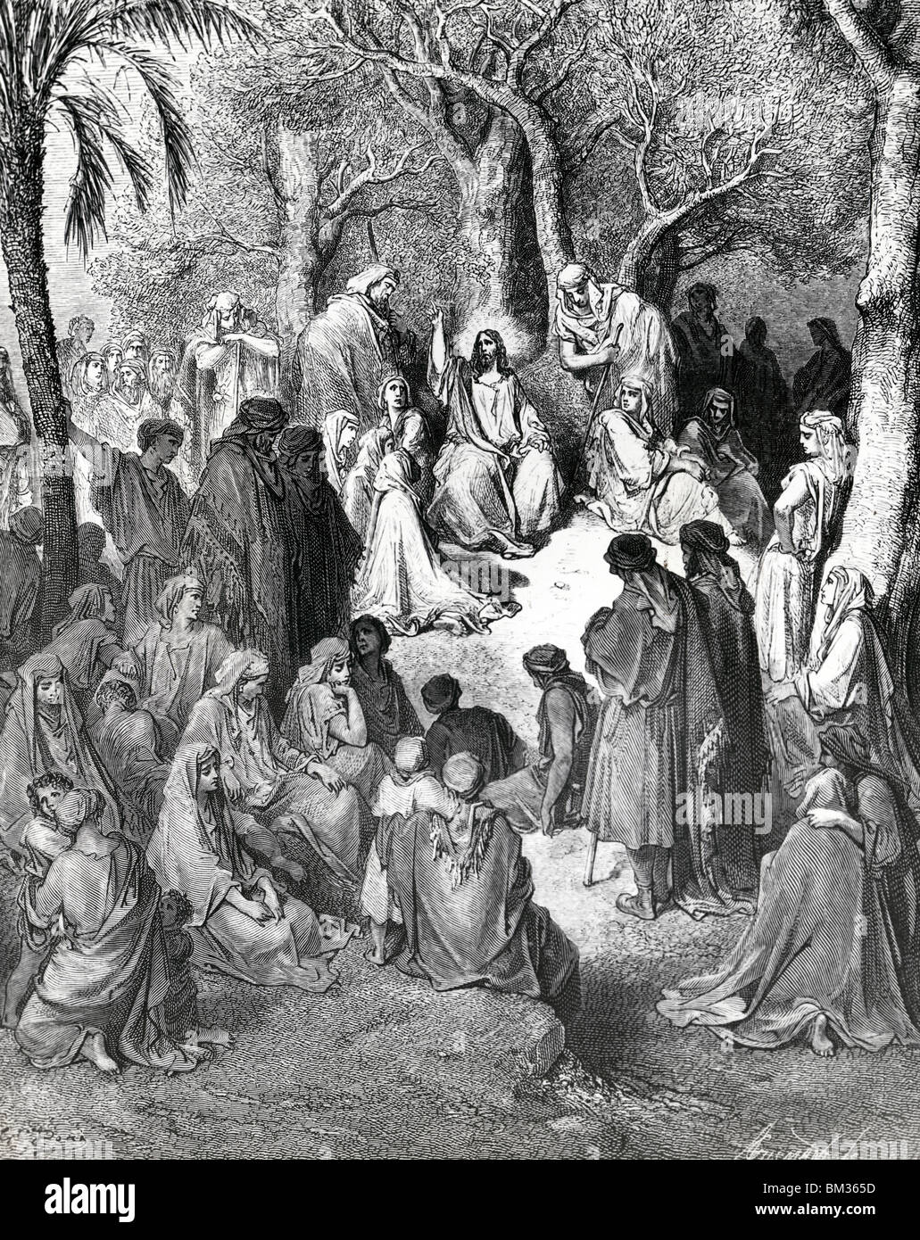 Sermon on the Mount by Gustave Dore, print, (1832-1883) Stock Photo