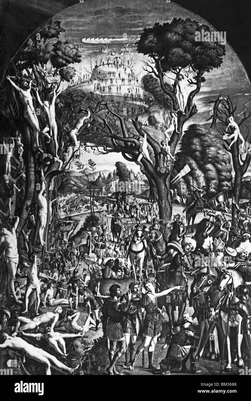 Thousand Martyrs Crucified on Mt. Ararat by Vittore Carpaccio, illustration, (ca.1455-1526) Stock Photo