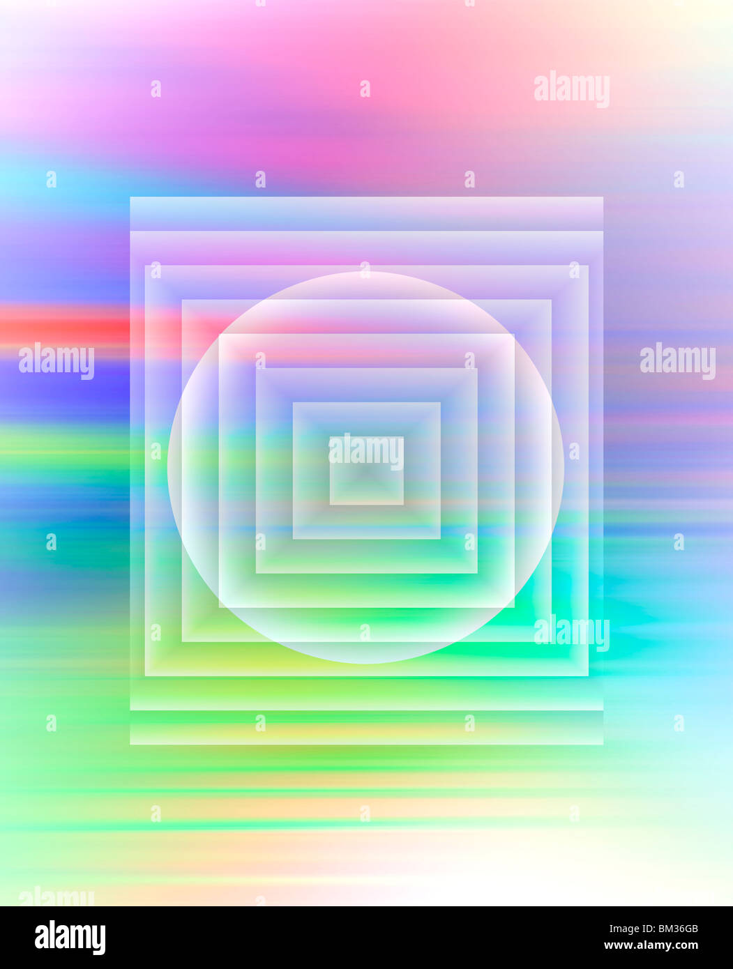 Image of circle and squares, computer graphic Stock Photo