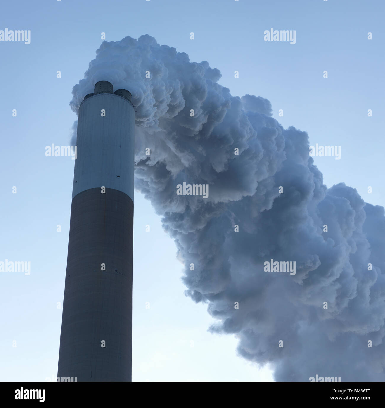 Chimney At Coal Fired Power Station Stock Photo