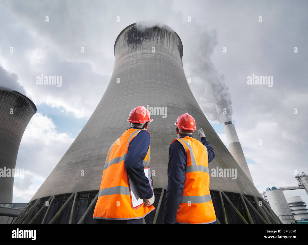 Workers At Coal Fired Power Station Stock Photo