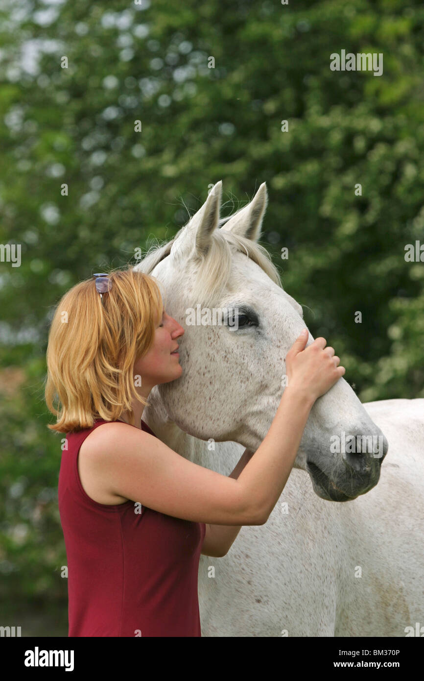 Frau mit Pferd / woman with horse Stock Photo