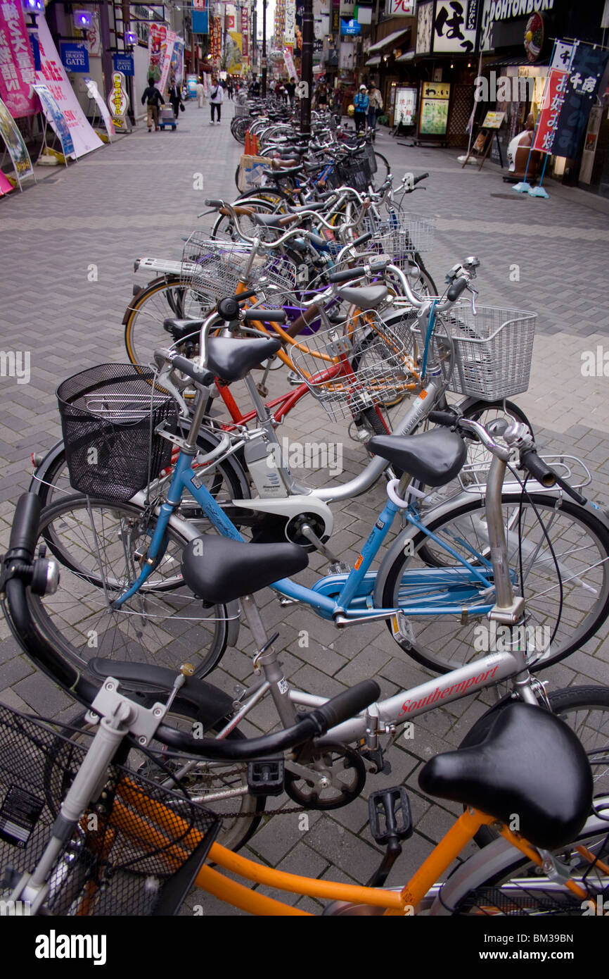Bicycles in the Dōtonbori district of Osaka, Japan Stock Photo Alamy