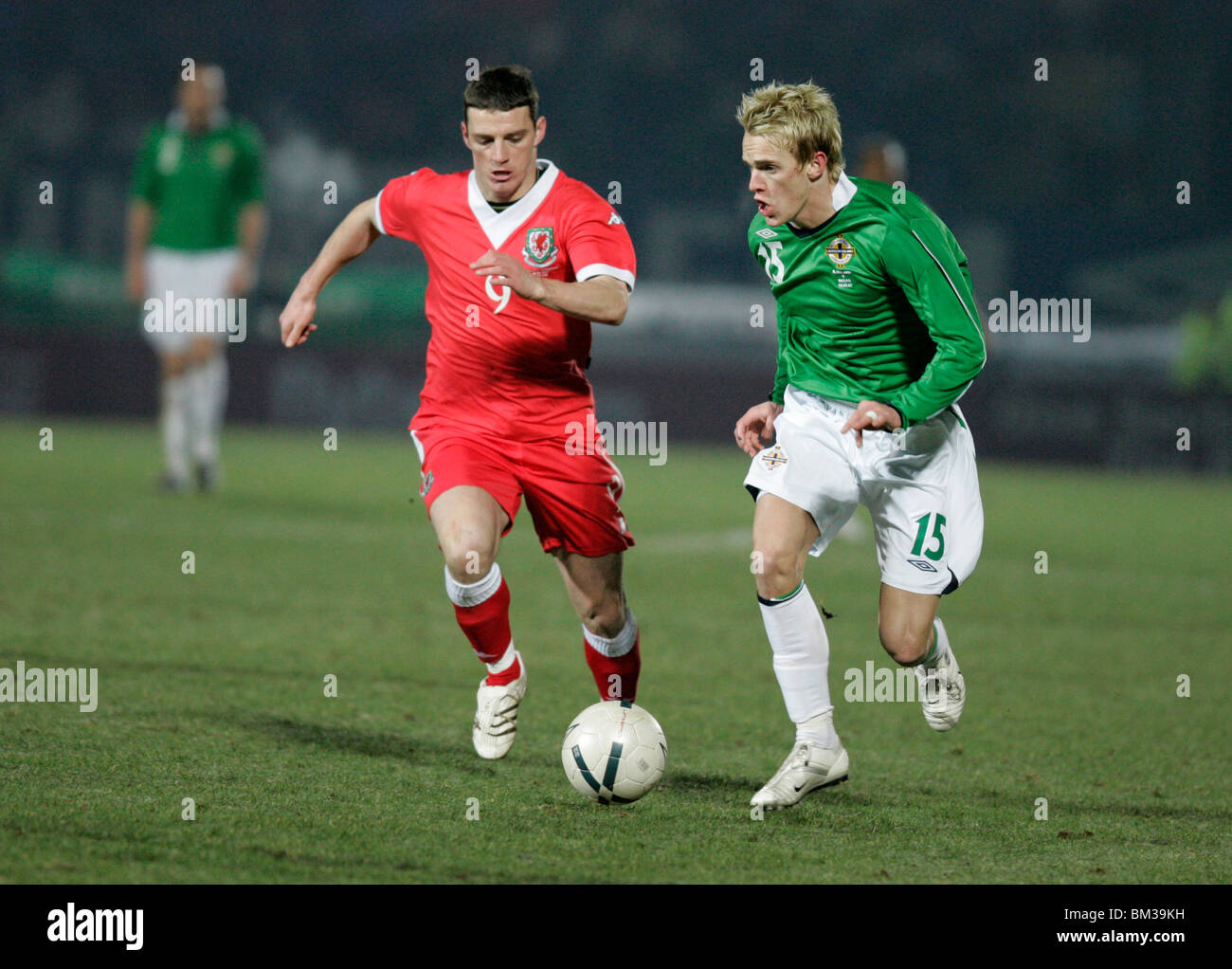 jason kounas (wales) and dean shiels at an international friendly football match between Northern Ireland and Wales Stock Photo