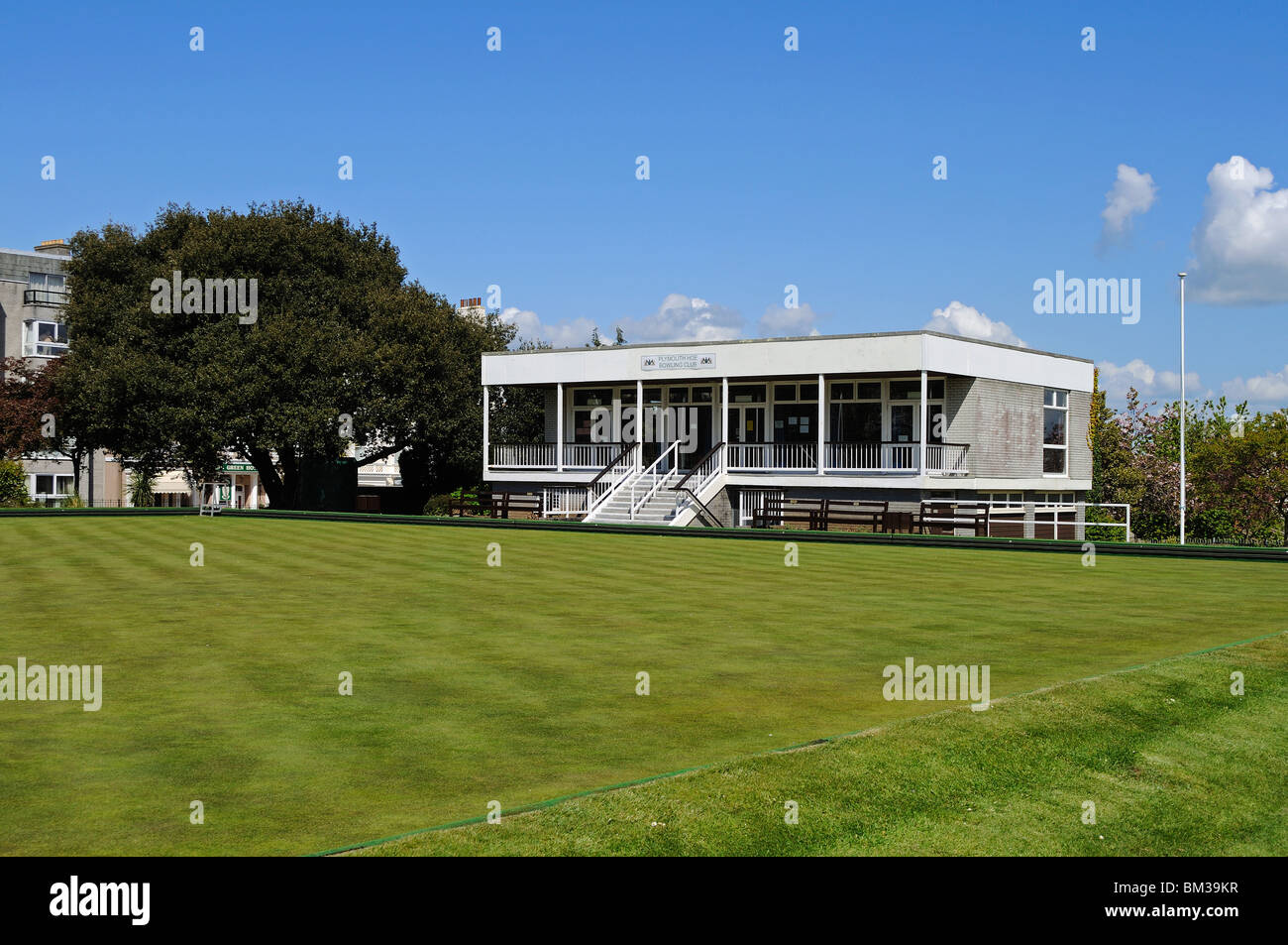 the bowling club on the hoe in plymouth, devon, uk Stock Photo