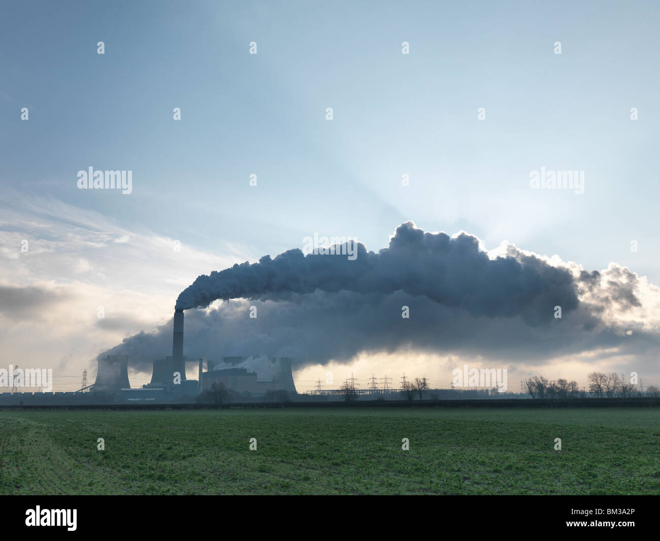 Wide View Of Coal Fired Power Station Stock Photo