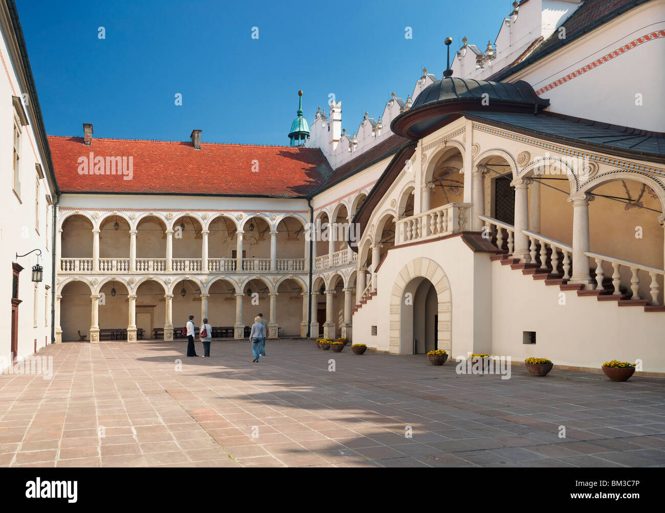 Baranow Sandomierski Castle, historic courtyard with galleries, Poland Stock Photo