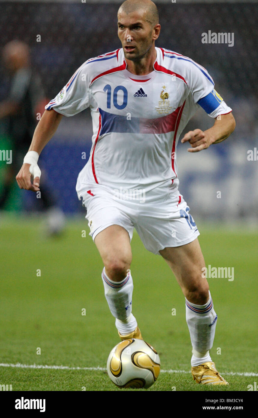 BERLIN - JULY 9:  Zinedine Zidane of France in action during the 2006 FIFA World Cup final against Italy July 9, 2006 at the Olympic Stadium in Berlin, Germany. Editorial use only. Commercial use prohibited. (Photograph by Jonathan Paul Larsen / Diadem Images) Stock Photo