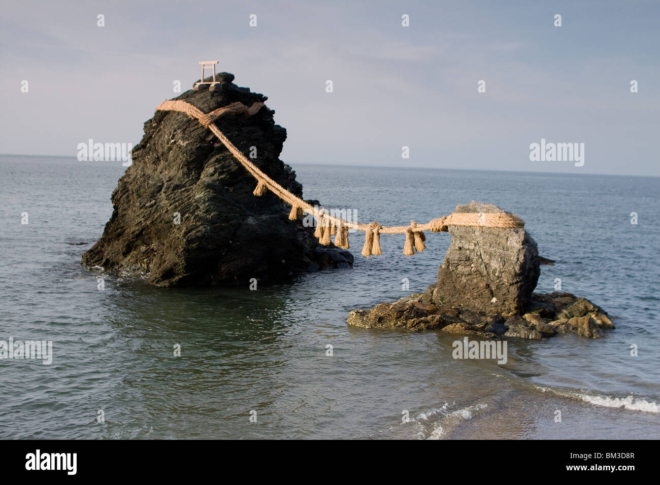 Meoto Iwa, the wedded rocks in Futami, Japan Stock Photo