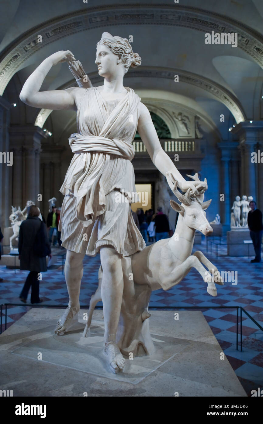 Historic Statue of a Greek Goddess, on Display in Louvre Museum, Paris