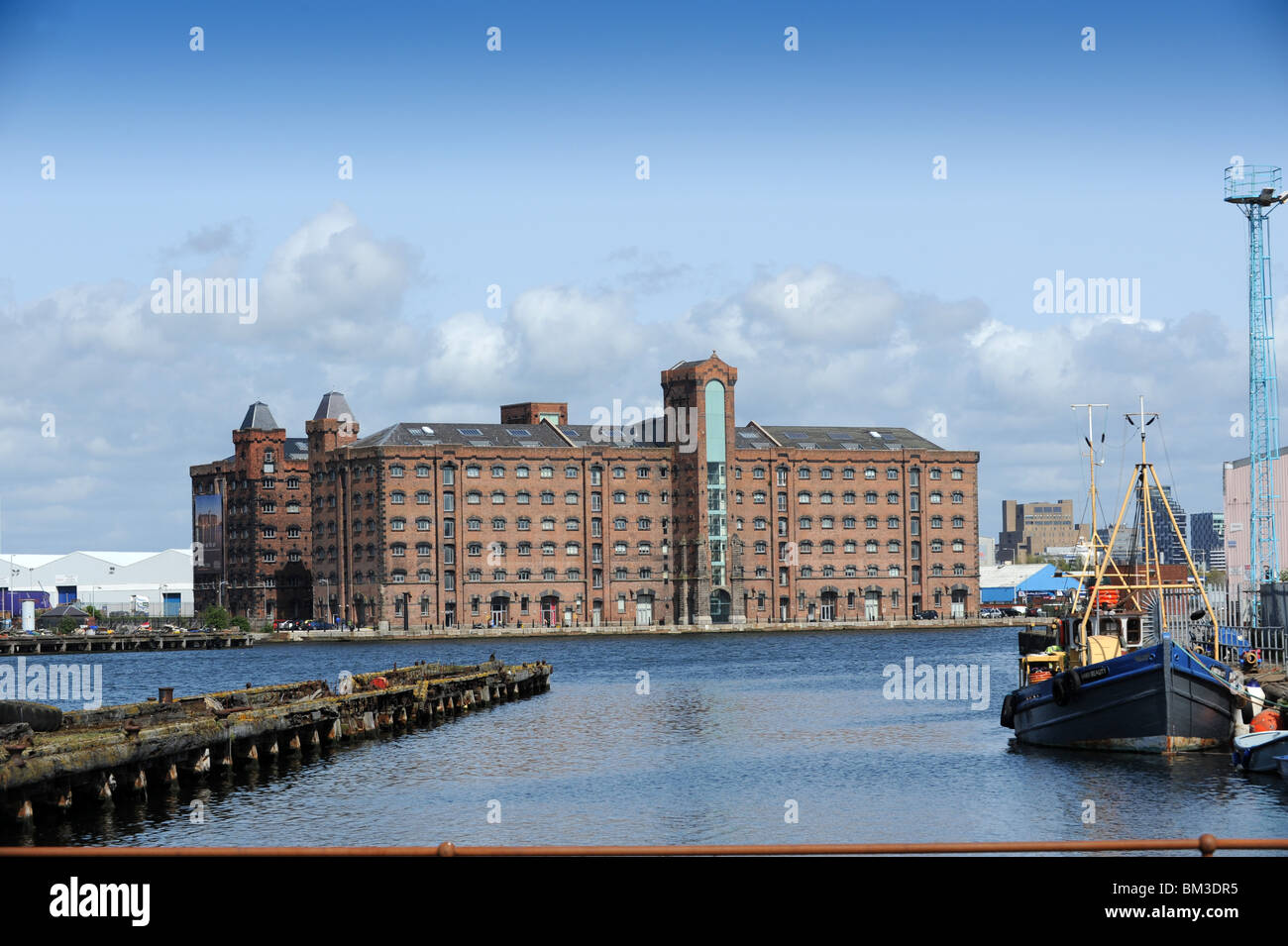 East Float Quay , Dock Road,  Wallasey , Merseyside former old flour mills of Wallasey Stock Photo