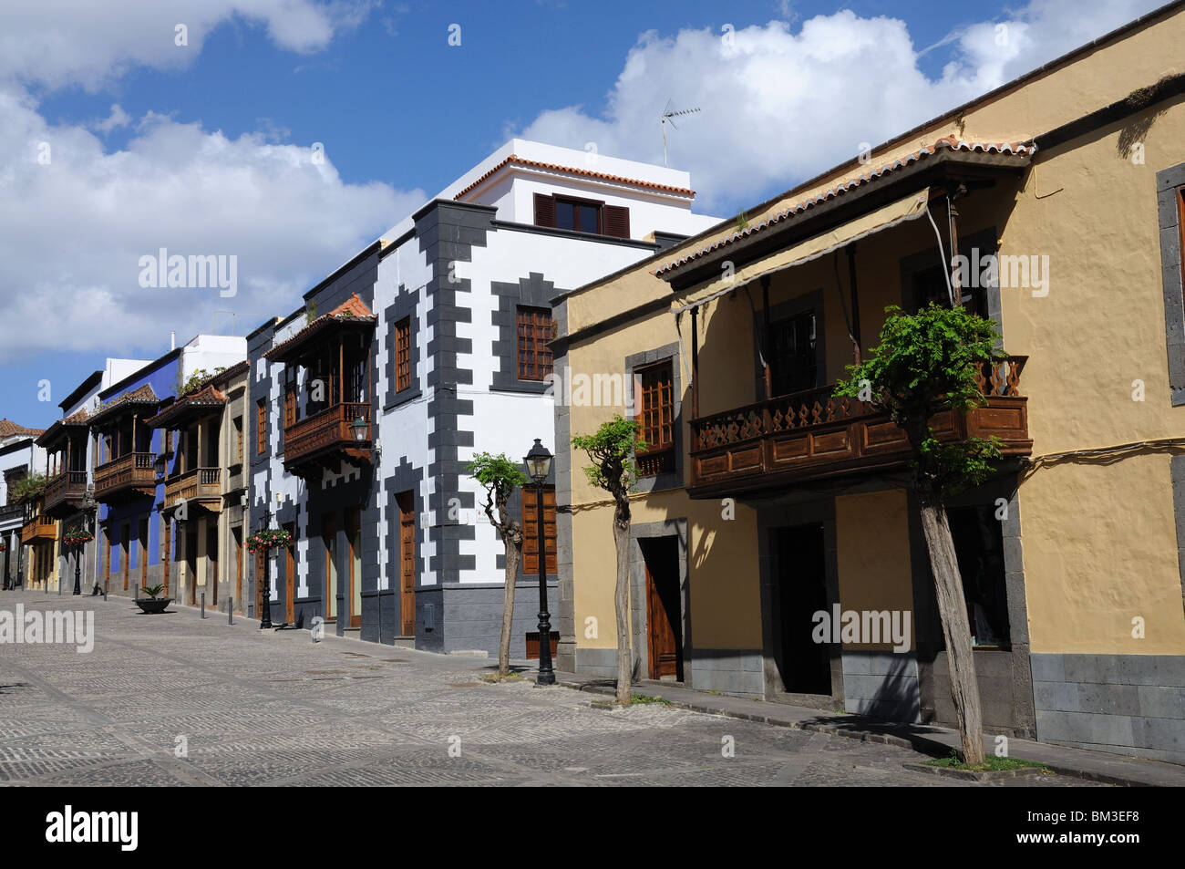 Street in historic town Teror, Grand Canary Spain Stock Photo
