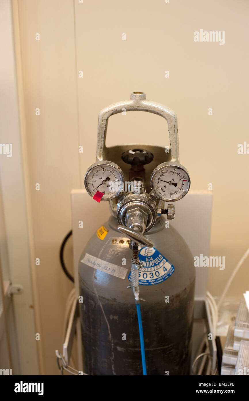 Gas cylinder with pressure meters Stock Photo Alamy
