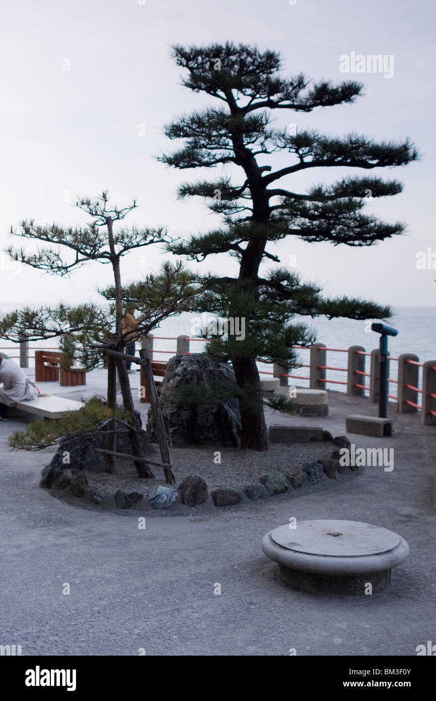 Okitama Shrine by Meoto Iwa the wedded rock off Futami, Mie Stock Photo