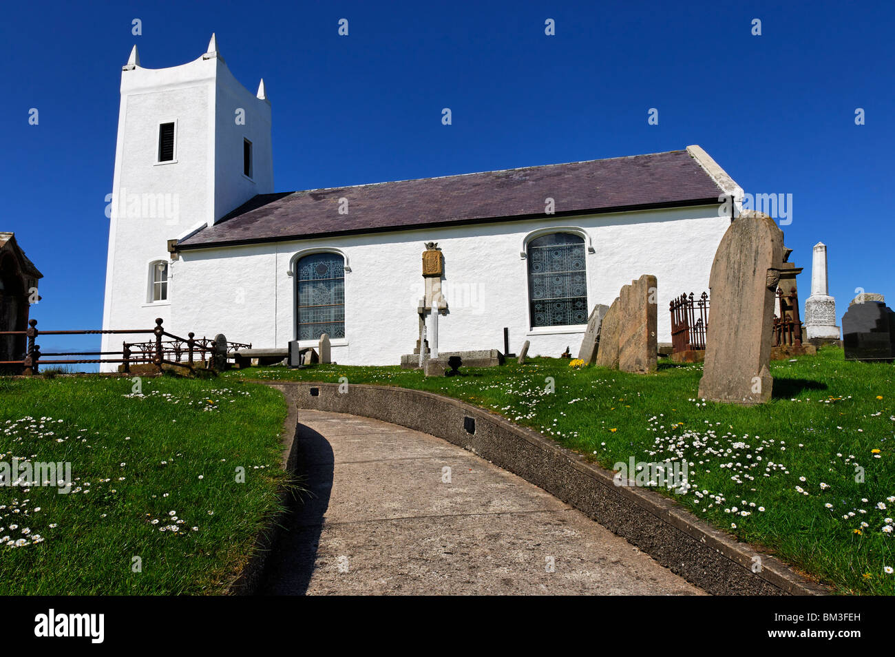 Ballintoy church on the North Antrim coast of Northern Ireland Stock Photo